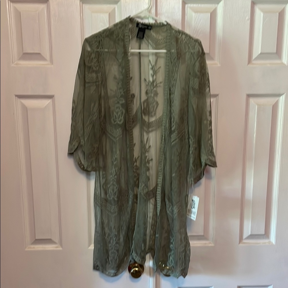 Miss Chievous Lace Detail Kimono in Olive